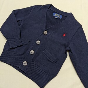 ☆WM6 POLO RALPH LAUREN ポロ ラルフローレン 4T 110 男の子 男子 長袖 ニット カーディガン 紺 ネイビー