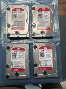 【2501-18】 Western Digital NAS用HDD （WD Red）WD20EFRX 2TB 4台セット ※中古