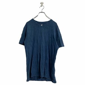 BEVERY HILLS POLO CLUB 半袖 ロゴ Tシャツ M くすみブルー Vネック クルーネック 古着卸 アメリカ仕入 a605-7190