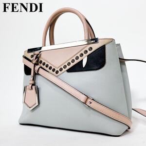 FENDI フェンディ プチトゥージュール 2way ショルダーバッグ ハンドバッグ モンスター アイボリー ベージュ レザー レディース