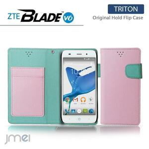 ZTE Blade V6ケース マグネットバンド カード収納付 手帳型カバー 閉じたまま通話可 スマホケース 折りたたみ ライトピンク 53