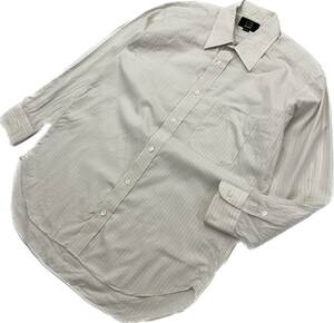 dunhill ☆ 長袖 ストライプ シャツ ドレスシャツ ホワイト 40-78 日常 スタイル ビジネス オフィス 紳士 定番 日本製 ダンヒル ■S2672