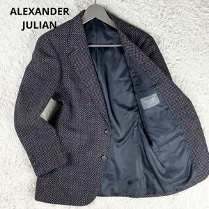 【美品】 ALEXANDER JULIAN アレクサンダージュリアン 【圧倒的存在感】 メンズ テーラードジャケット ツイード チェック 総柄 M相当