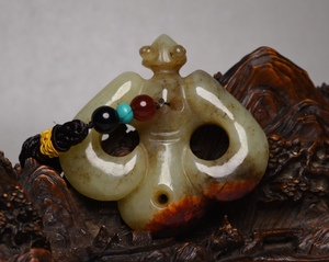 【聚寳齋*和田玉手彫*鷹神佩】玉器 置物 賞物 中国古美術 超美品