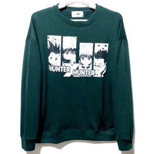 特価/未使用【サイズ=LL(XL)】HUNTER×HUNTER/ハンターハンター/メンズ/長袖/裏毛/スウェット/トレーナー/胸囲=104～112cm/green