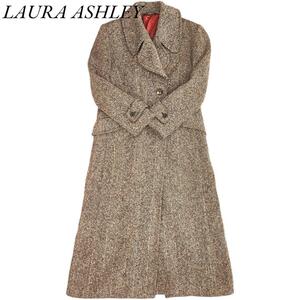 LAURA ASHLEY ローラ・アシュレイ　ヘリンボーン ロングコート ツイード　チェスターコート　アルパカ　モヘヤ　ウールコート 786