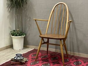 英国 ERCOL クエーカーチェア 1脚 アーコール 幅63 高96cm ウィンザーチェア アームチェア ダイニングチェア エルム材 1人掛チェア 椅子