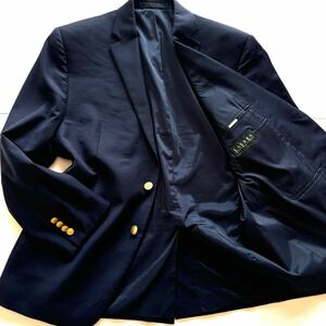 【美品 XL】ラルフローレン Ralph Lauren 紺ブレ テーラードジャケット ブレザー ネイビー 紺色 金ボタン 2B シングル 42 ウール100%