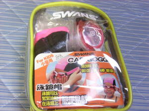 新品 SWANS・キャップ・ゴーグル・スワンズ・プール・ピンク・水泳帽・①