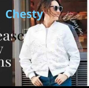 良品　チェスティブルゾン　チェスティ花モチーフブルゾン　白ブルゾン　Chesty　（送料無料）