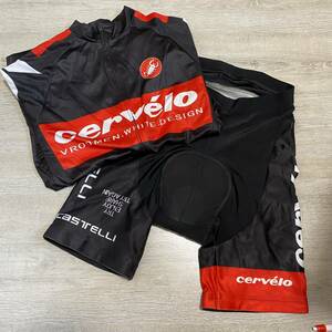 Castelli cerveloサーヴェロ　レプリカジャージ★ サイクルジャージ セットアップ 半袖 パンツ sizeS 上下セット サイクルパンツ @KO