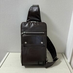 【新品同様】定価28,600 PORTER ポーター フリースタイル ワンショルダーバッグ ボディバッグ 707-06127 ブラウン　茶　ウエスト