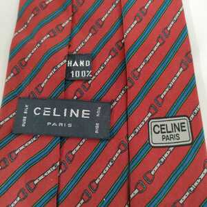 CELINE(セリーヌ)赤ベルトストライプネクタイ