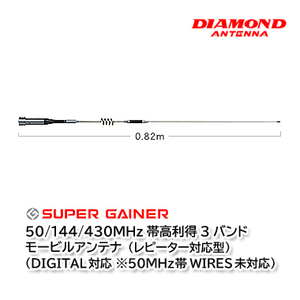 第一電波工業 SG9600 50/144/430MHz帯高利得3バンドモービルアンテナ ダイヤモンドアンテナ