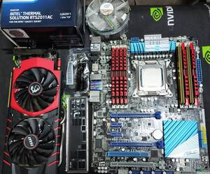 【中古動作品】ASUS P9X79 とXeon E5-2680V2 、メモリー4GBｘ8＝32GB、GTX970のセット【LGA2011、X79チップセット】