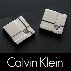 8850◆CKカルバンクライン◆カフス◆シルバー×クリアストーン◆カフスボタン～カフリンクス◆オンワード樫山◆Calvin Klein◆新品