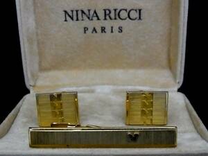 ◎№4078◎■良品■ニナリッチ【NINA RICCI】【ゴールド】■カフス＆ネクタイピン セット♪