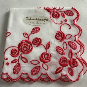 Takashimayaタカシマヤ オリジナル ハンカチ スカラップ 刺繍 未使用B