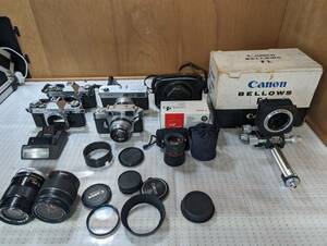 【中古キヤノンジャンク】CANON AE-1, FD 135mm F3.5 S.C., EF 28-80mm F3.5-5.6V USM,他10点まとめ YH004