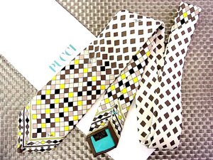 ♪36166D♪状態並品♪【スクエア ロゴ入 柄】エミリオプッチ【EMILIO PUCCI】ネクタイ