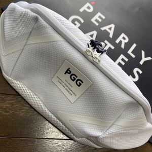 送料無料PGGピージージーPGG EST.2020モチーフウエストポーチBODYBAG PUコーティングAIRMESHウエスト調節ベルトunisex White(半額以下)新品