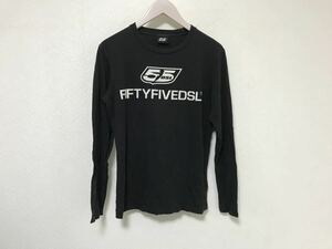 本物ディーゼルDIESEL55DSLフィフティーファイブロゴプリントコットン長袖ロングTシャツメンズS黒ブラック