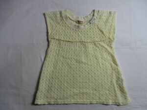 BB244【EKUBO】エクボ　ニット　刺繍　袖無　カットソー　女児　黄　130