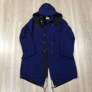 sacai mods coat blue 758 M ミリタリー モッズ コート ロング ブルー ブラック フード パーカー ジャケット キュプラ レザー ナイロン 青