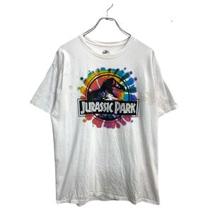 JURASSIC WORLD 半袖 プリント Tシャツ Lサイズ ジュラシックワールド ホワイト コットン 古着卸 アメリカ仕入 t2409-3533