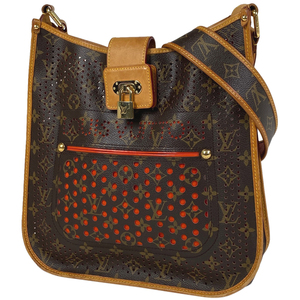 ルイ・ヴィトン Louis Vuitton ミュゼット パンチング ショルダーバッグ モノグラムペルフォ ブラウン オランジュ M95174 レディース 中古