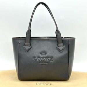 美品 ロエベ LOEWE トートバッグ ヘリテージ ダークブラウン カーフレザー g00530