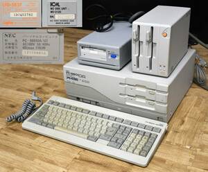OY6-56【ジャンク品】NEC パーソナルコンピュータ/PC-9801DA・Logitec ディスクユニット/LFD-582F・ICM MO-3120｜一部通電確認済み