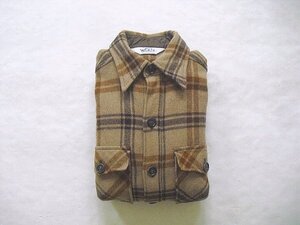 Woolrich Wool Shirt（1970s） ウールリッチ　白タグ　ウールシャツ　Made in U.S.A.　サンドベージュ　ブラウン　＠M　美品　ヴィンテージ