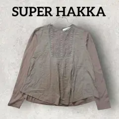 SUPER HAKKA ブラウス 長袖 シフォン カジュアル (F) カーキ