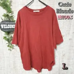 【Cutie Blonde】トップス L Tシャツ ロゴ 綿100%  レッド