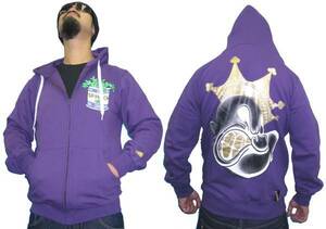 65R) CheddaClothing ジップアップ パーカー Mサイズ パープル 紫 HIPHOP ダンサー ダンス Bボーイ