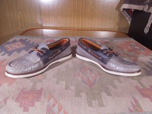 ★●SPERRY●2トーントップサイダー革デッキシューズ灰濃紺US7.5M●25.5cmゴールドカップ