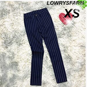 ローリーズファーム LOWRYS FARM【XS】スキニーパンツ/ストライプ　綿　ポリウレタン　ネイビー　ホワイト　白　スリム　カジュアル