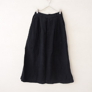 【定価3.6万】パドカレ pas de calais *リネンキャンバスバイオワッシャースカート*36黒ブラックロング(sk33-2406-362)【01G42】