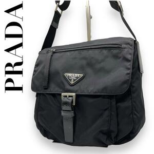 良品　PRADA プラダ　O ナイロン　黒　斜め掛け　ショルダーバッグ　三角ロゴ