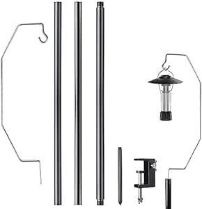 ランタンスタンド ホルダー ポール ランタンハンガー コンパクト 軽量 クランプ式 打ち込む式 両用 携帯便利 組立簡単 屋外 キ