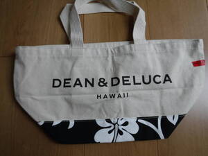 税不要特価 新品 正規品!DEAN＆DELUCA ディーン＆デルーカ ハワイ限定 花柄 ハイビスカス柄 大きめロゴ トートバッグ♪エコバッグ⑫