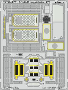 エデュアルド(73762) 1/72 C-130J-30 Hercules 貨物庫内の内装用エッチングパーツ(ズベズタ用)