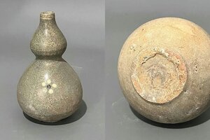 ■観心・時代旧蔵■C364珍品旧蔵 朝鮮 高麗磁 朝鮮古陶磁器 古高麗 李朝時代 高麗青磁辰砂葫芦瓶