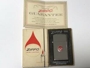 未使用 ケース付き ZIPPO ジッポー スリムタイプ SLIM RCA ギャランティー付き フラットボトム 1965年製 希少 アメリカ 喫煙具 MADE IN USA