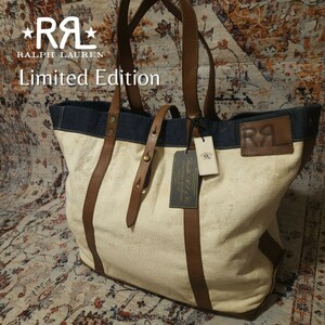 【Limited Edition】 RRL Painted Canvas Leather Tote Bag 新品 ペイント キャンバス レザー バッグ リミテッドエディション 牛革 デニム