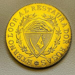 アルゼンチン 硬貨 古銭 ラ・リオハ州 1845年 太陽 国章 帽子 エスクード コイン 重19.04g 金貨