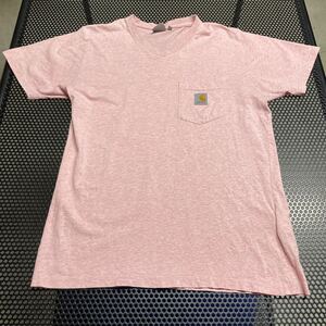 カーハート wip carhartt 半袖 Ｖネック ポケット付 Tシャツ 薄いピンク Mサイズ ポケットタグはリフレクターです ポケT CARHARTT