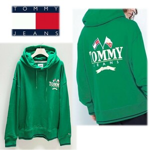 《TOMMY JEANS トミージーンズ》新品 定価17,600円 オーバーシルエット ビッグロゴ プルオーバーパーカー フーディ ユニセックス L S0676