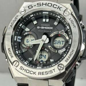 美品 G-SHOCK GST-W110-1AJF G-STEEL Gスチール タフソーラー 電波受信 電波ソーラー マルチバンド6 メタルベゼル ブラック アナデジ